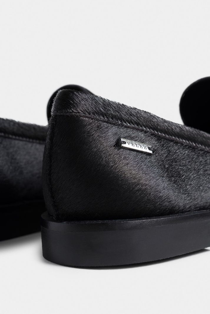 Vélez Mocasín Papyris Cuero Pelo Mujer MiniTaches Negro-4