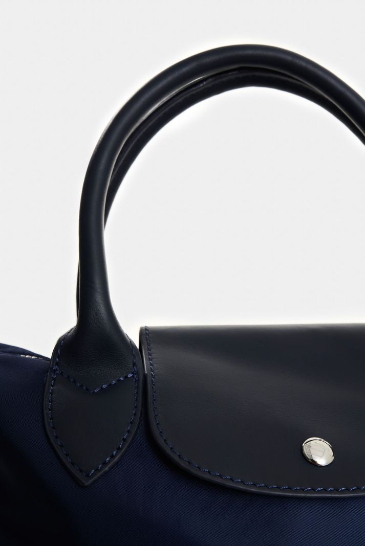 Vélez Shopping Ámbar En Lona Para Mujer Detalle Cuero Azul-3