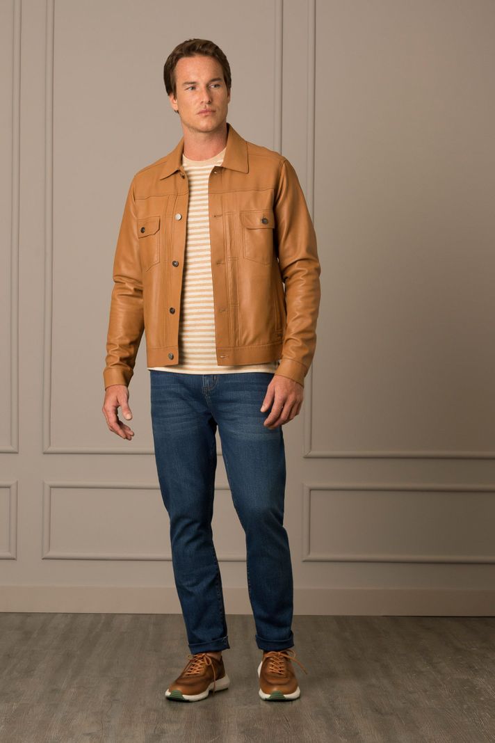 Vélez Chaqueta Trucker Paraná Cuero Hombre Clásico Negro VÉLEZ