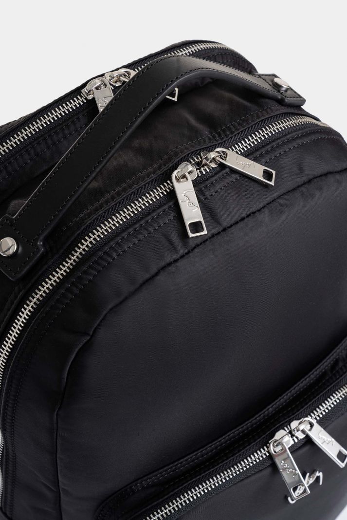 Vélez Morral Púrpura De Lona Para Mujer Manija Cuero Negro-3