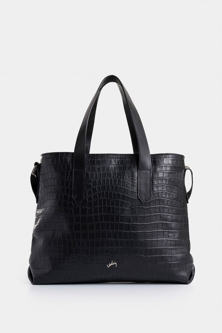 Vélez Shopping Ocaso De Cuero Para Mujer Grabado Negro-0