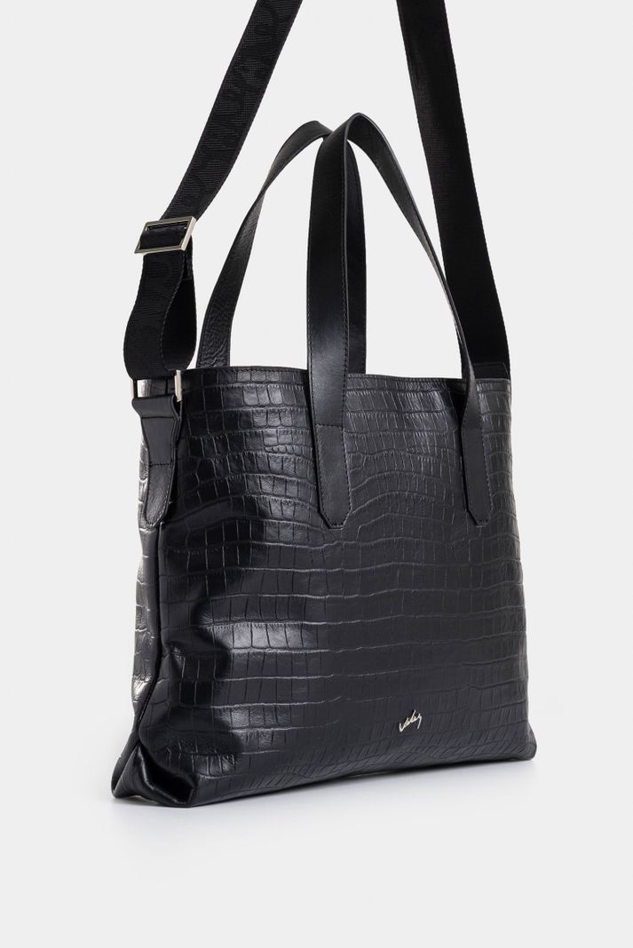 Vélez Shopping Ocaso De Cuero Para Mujer Grabado Negro-1