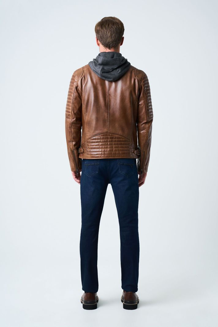 Vélez Casaca Belmont De Cuero Para Hombre Capucha Miel-2