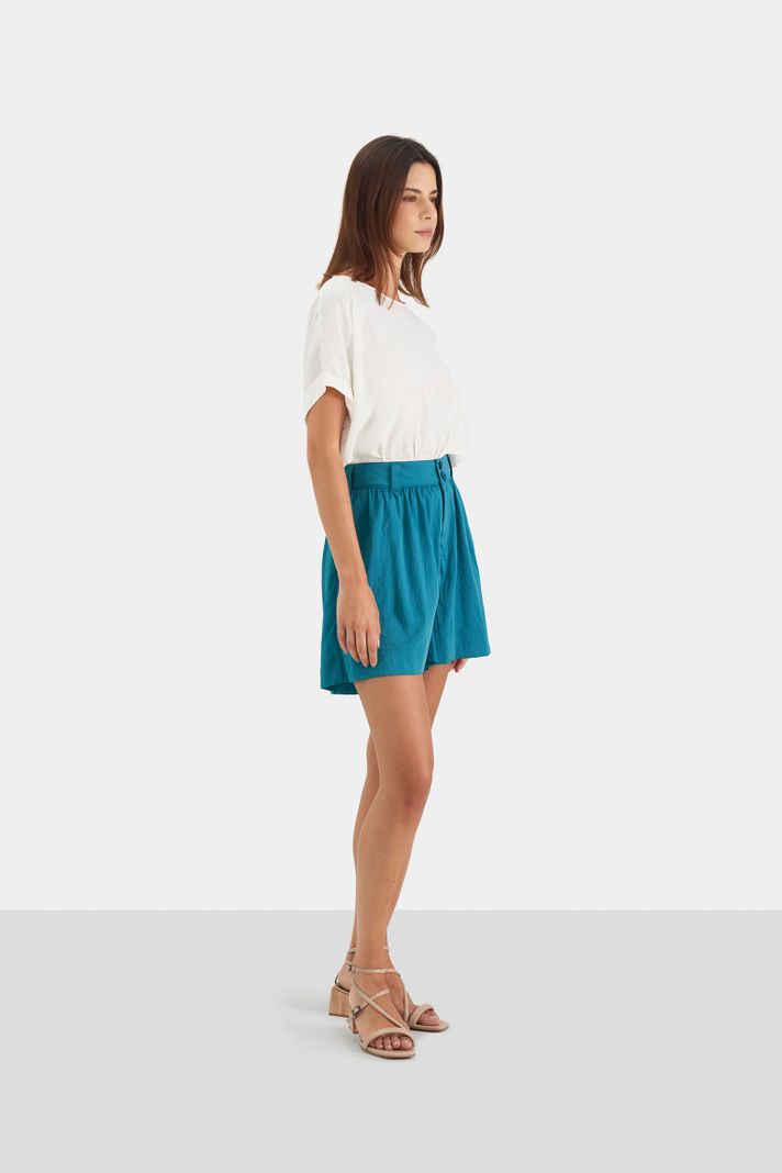 Vélez Short Venus En Tejido Plano Sostenible Mujer Fit Verde-2