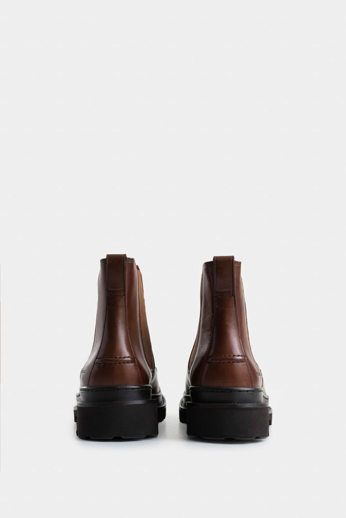 Vélez Botas Ambar Cuero Hombre Detalle Vena En Puntera Miel-2