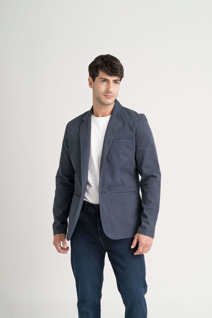 Vélez Blazer SoftTouch Paño Hombre Silueta Semi Fitted Azul-0