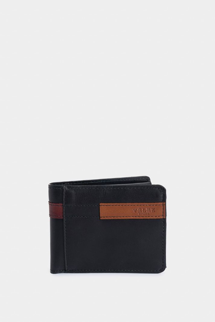 Velez Billetera De Cuero Leather Contrastes  Negro