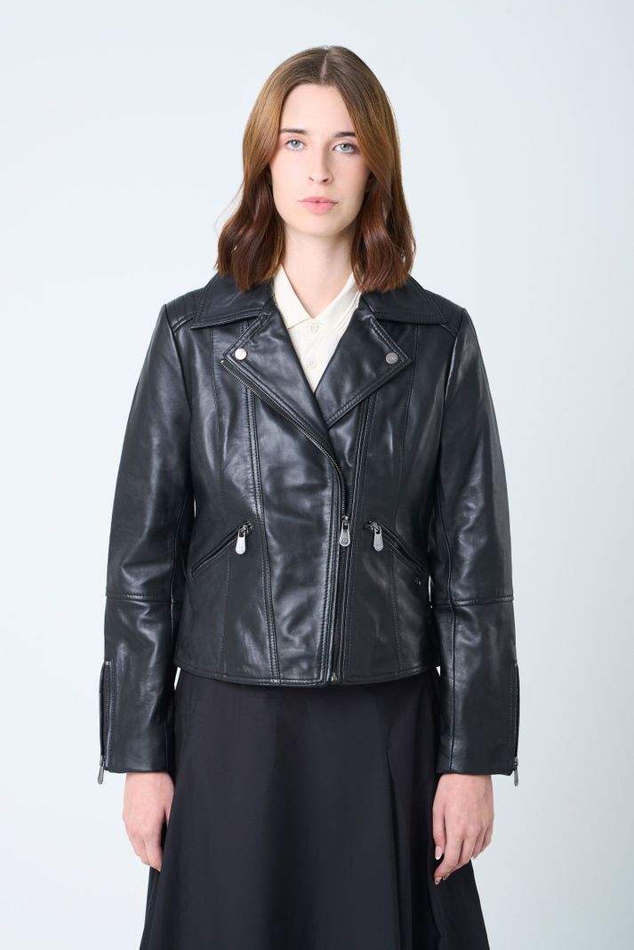 Vélez Casaca Biker Island Cuero Mujer Fit Ajustado Negro-0