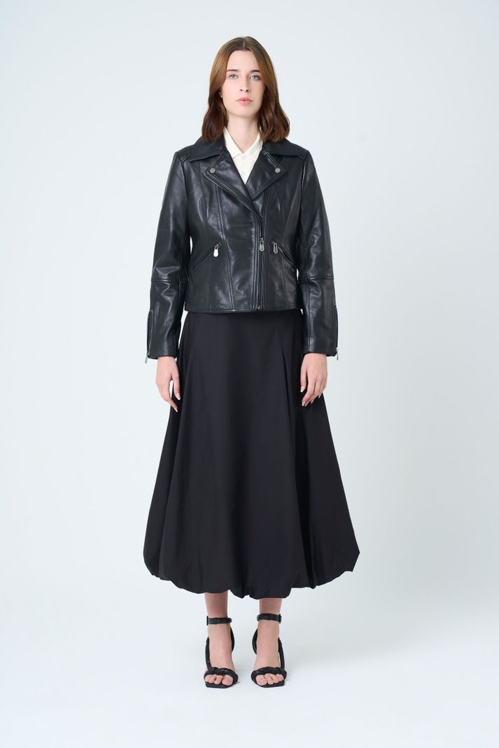 Vélez Casaca Biker Island Cuero Mujer Fit Ajustado Negro-3