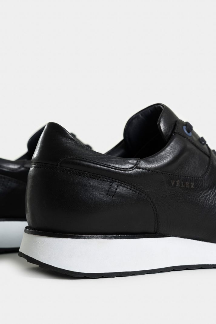 Vélez Tenis Artisan 2 De Cuero Para Hombre Vira Talón Negro-4