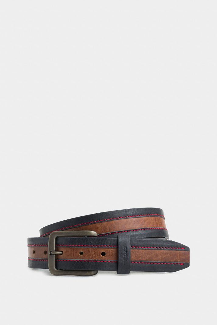 Velez Cinturon Unifaz Soft Cuero Hombre Punta Trapecio Azul Oscuro