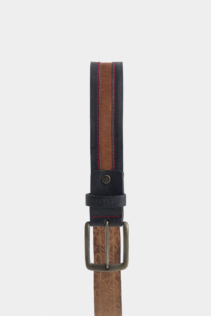 Vélez Cinturón Unifaz Cuero Hombre Punta Trapecio Azul Osc-1