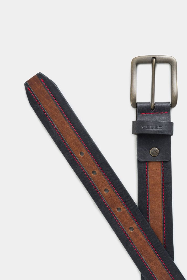 Vélez Cinturón Unifaz Cuero Hombre Punta Trapecio Azul Osc-2