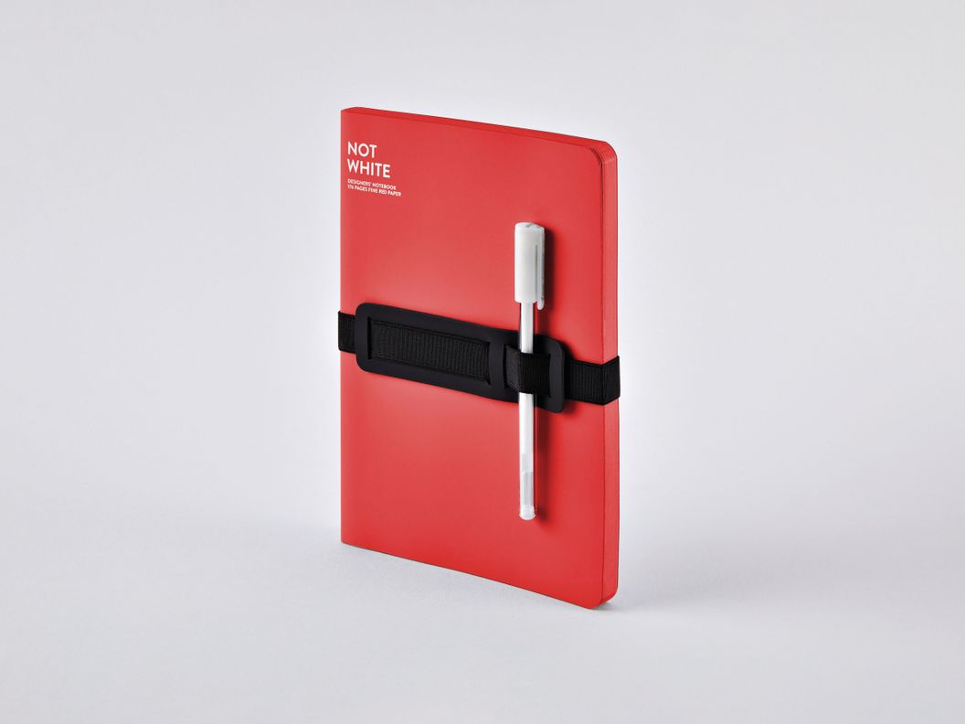 Cuaderno Not White Rojo Nuuna 176 páginas Banda Elástica Lápiz Gel Cubierta Cuero Reciclado-5