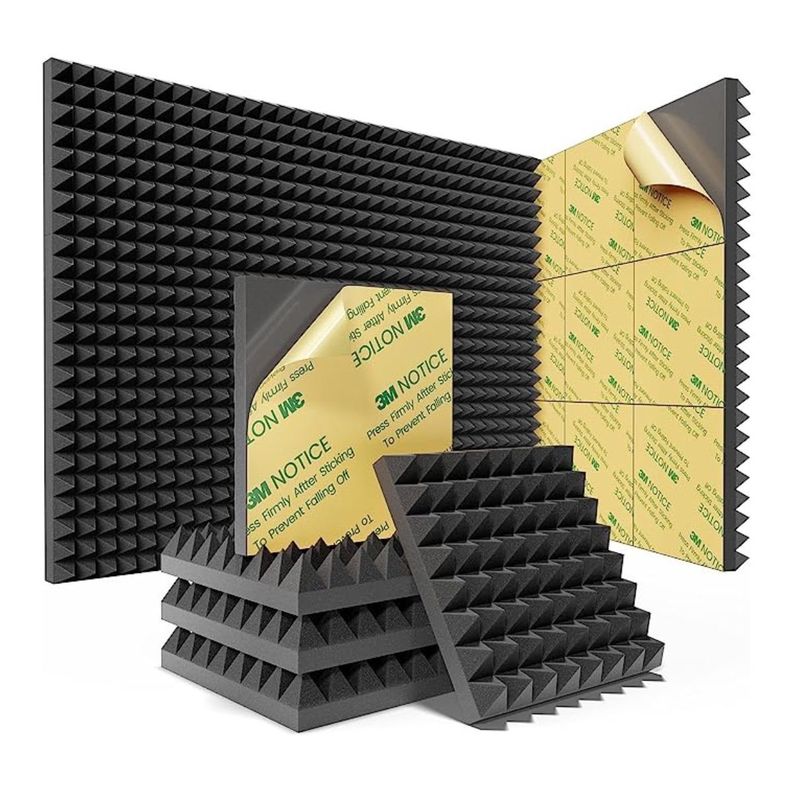 Espuma Panel Acústico Forma Piramidal AutoAdhesivo Pack X12-0