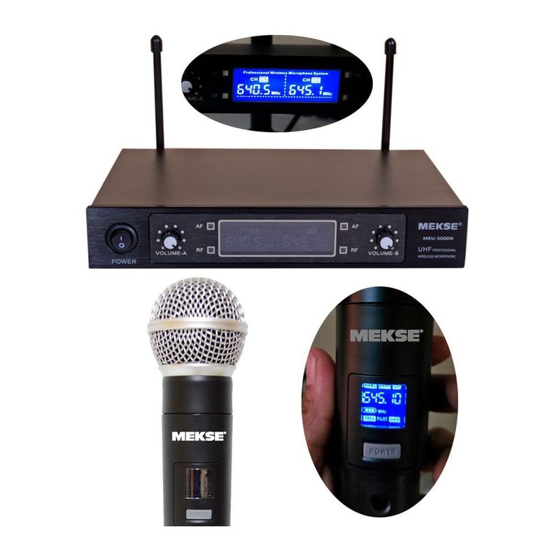 MICROFONO INALAMBRICO DE MANO DOBLE UHF/FQ VAR. MEKSE MKU-5000N-4