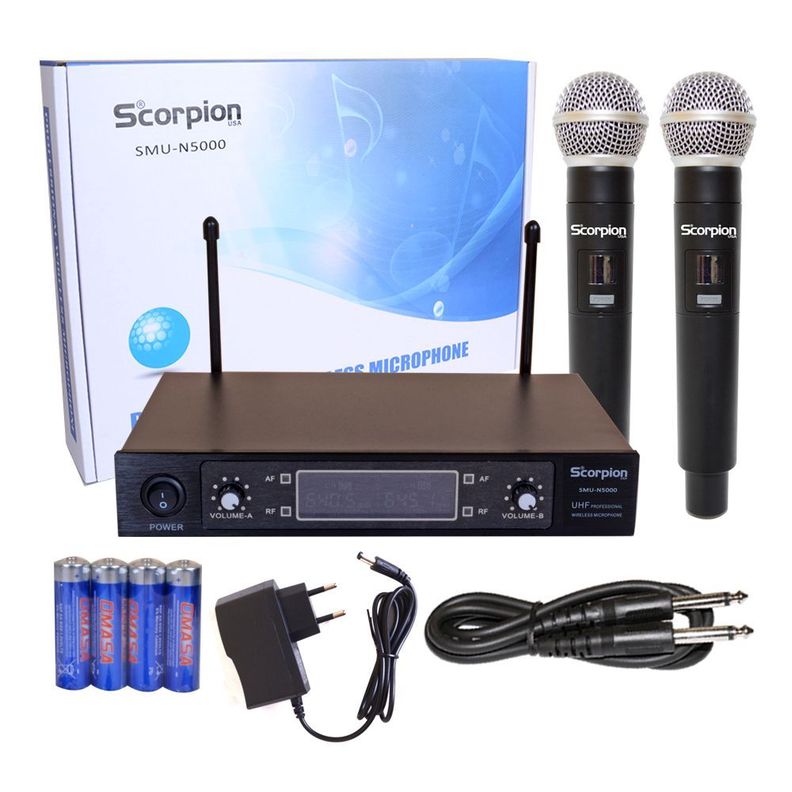 MICROFONO INALAMBRICO DE MANO DOBLE UHF/FQ VAR.SCORPION SMU-N5000-0