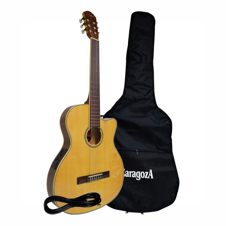 GUITARRA ELECTROACUSTICA 40" NATURAL CORTE CUTAWAY ZARAGOZA-0