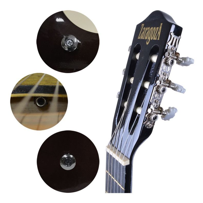 GUITARRA CLÁSICA 39 CUERDA DE NYLON NEGRA ZARAGOZA-2