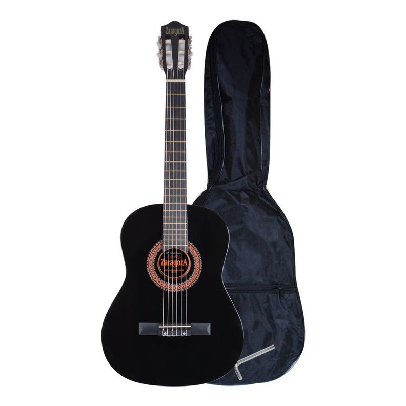 GUITARRA CLÁSICA 39 CUERDA DE NYLON NEGRA ZARAGOZA-3