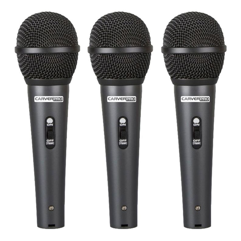 SET DE 3 MIROFONOS + 3 PORTA MICROFONOS CARVERPRO CH33-3BK-1