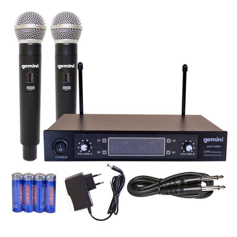 MICROFONO INALAMBRICO DE MANO DOBLE UHF/FQ VARIABLE GUH-2000 GEMINI-0