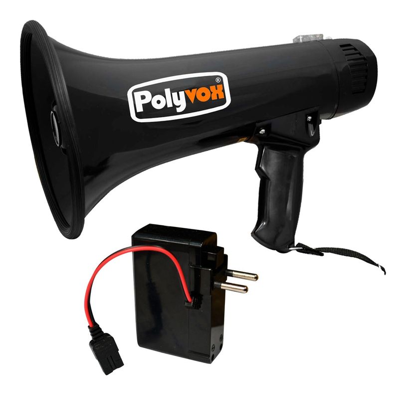 MEGAFONO NEGRO 20W CON SIRENA PVY-101A/BK POLYVOX-1