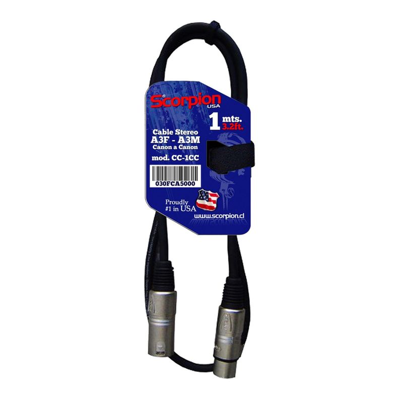 CABLE STEREO CANON HEMBRA A CANON MACHO 1MT CC-1CC SCORPION