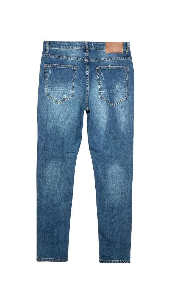 Jeans Hombre Skinny Azul Focalizado Con Destroyer-7