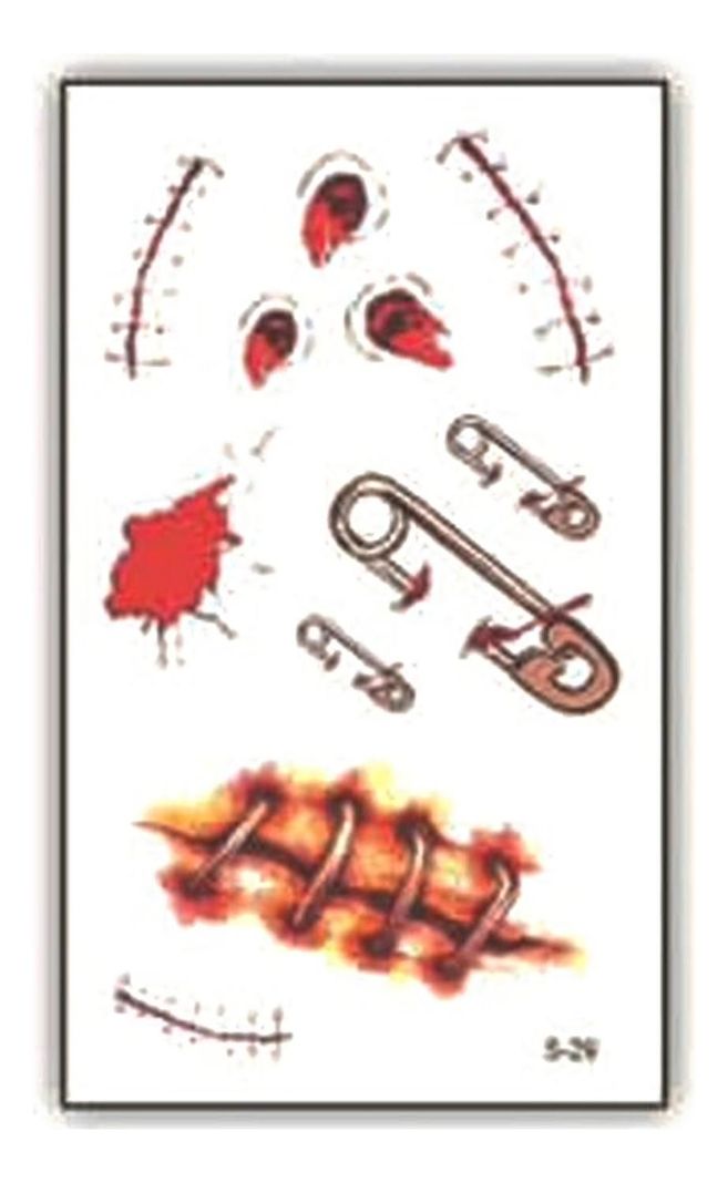 Tatuaje Temporal Halloween Cosplay Disfraz - Herida - 5e-0