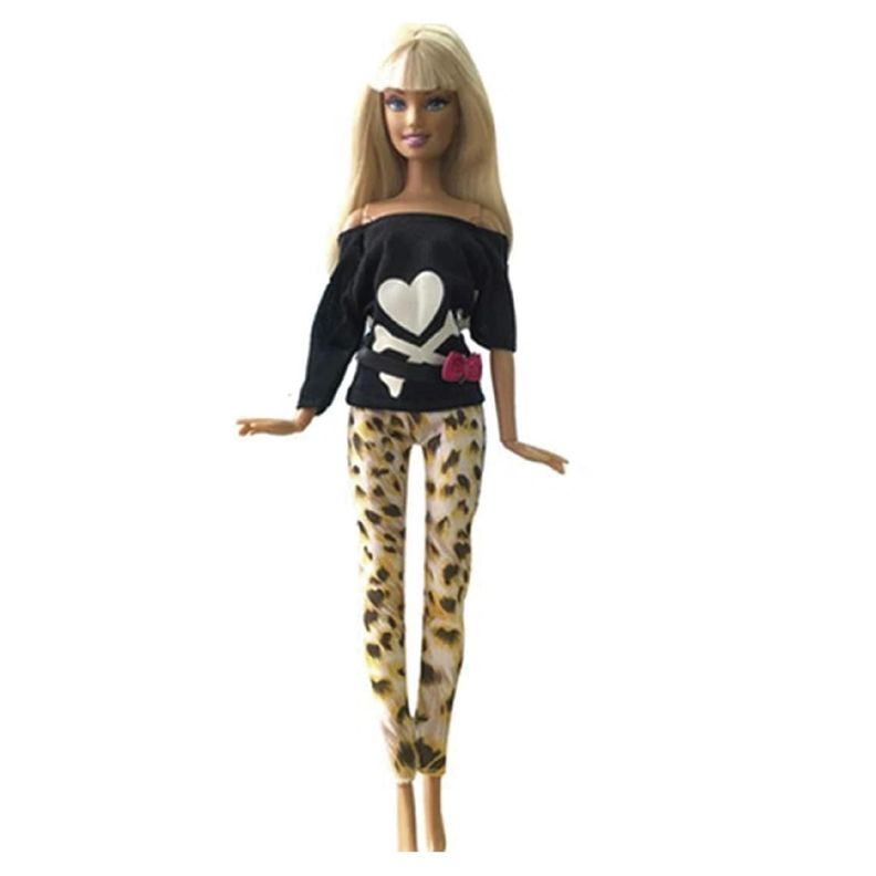 Ropa para Muñeca - Polera Negra - Pantalón Animal Print-0