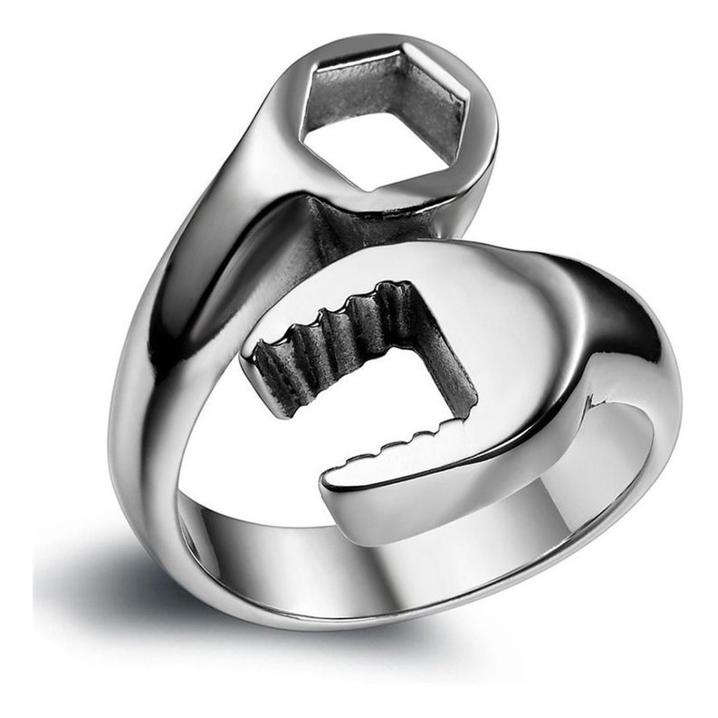 Anillo Con Forma De Llave Tuerca - Plateado-0