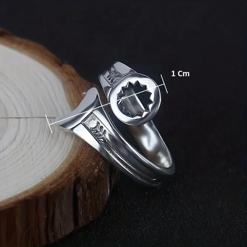 Anillo Con Forma De Llave Tuerca - Plateado-3