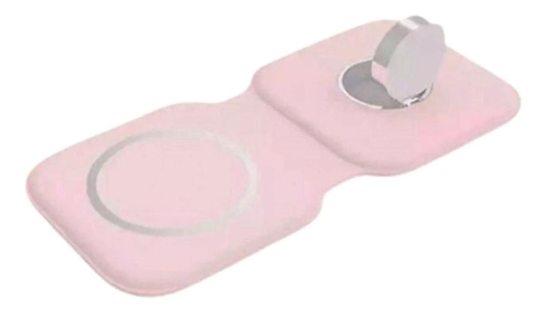 2 En 1 Cargador Inalambrico 15w Plegable Ios Rosado