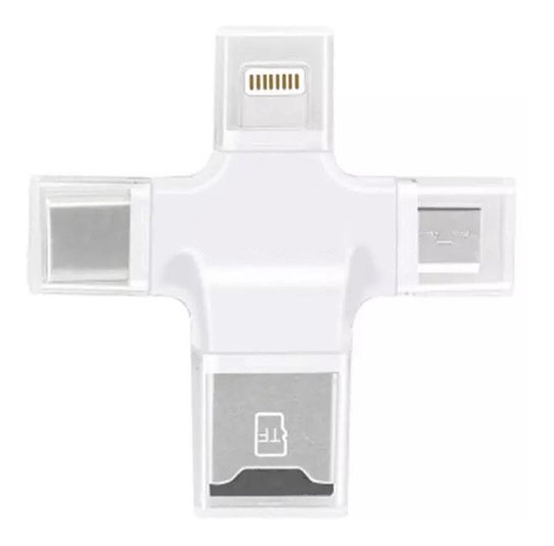 Lector De Tarjeta Blanca - 4 En 1 Otg - Tipo C - Ios-0