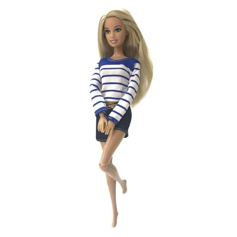 Ropa para Muñeca - Polerón Azul - Falda Azul-0