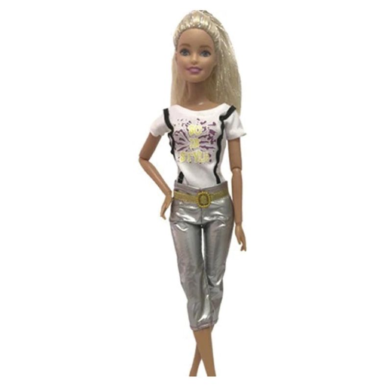 Ropa para Muñeca - Polera Blanca - Pantalón Gris-0
