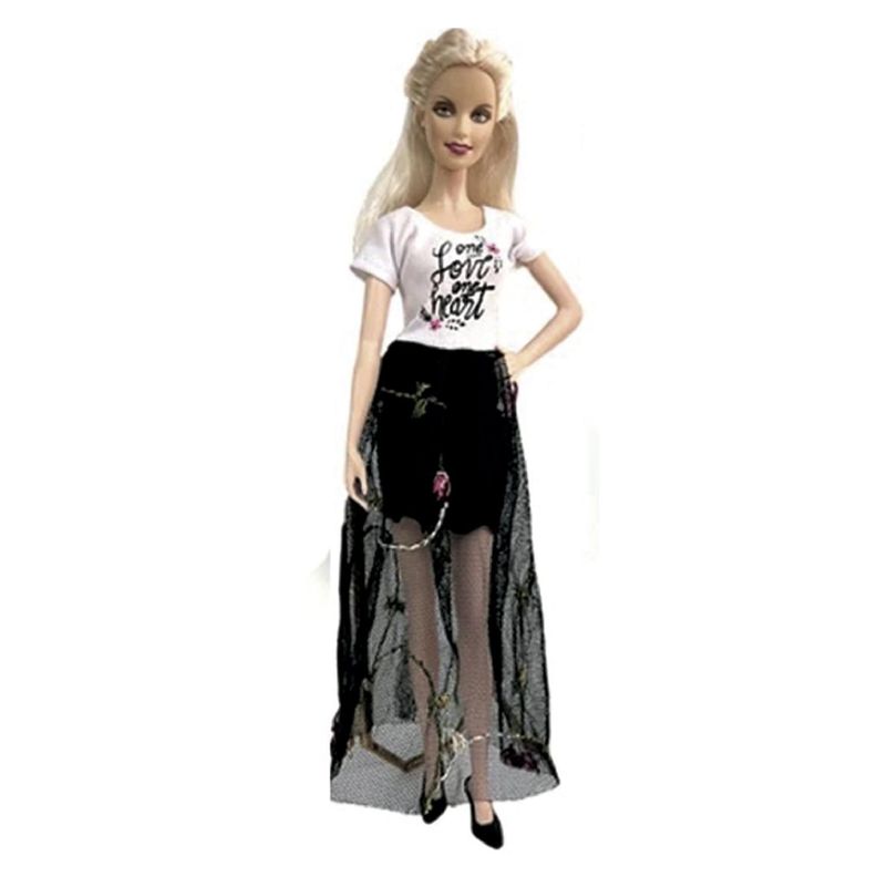 Ropa para Muñeca - Polera Blanca - Vestido con mini-0