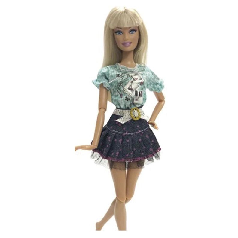 Ropa para Muñeca - Polera Celeste - Falda Azul-0