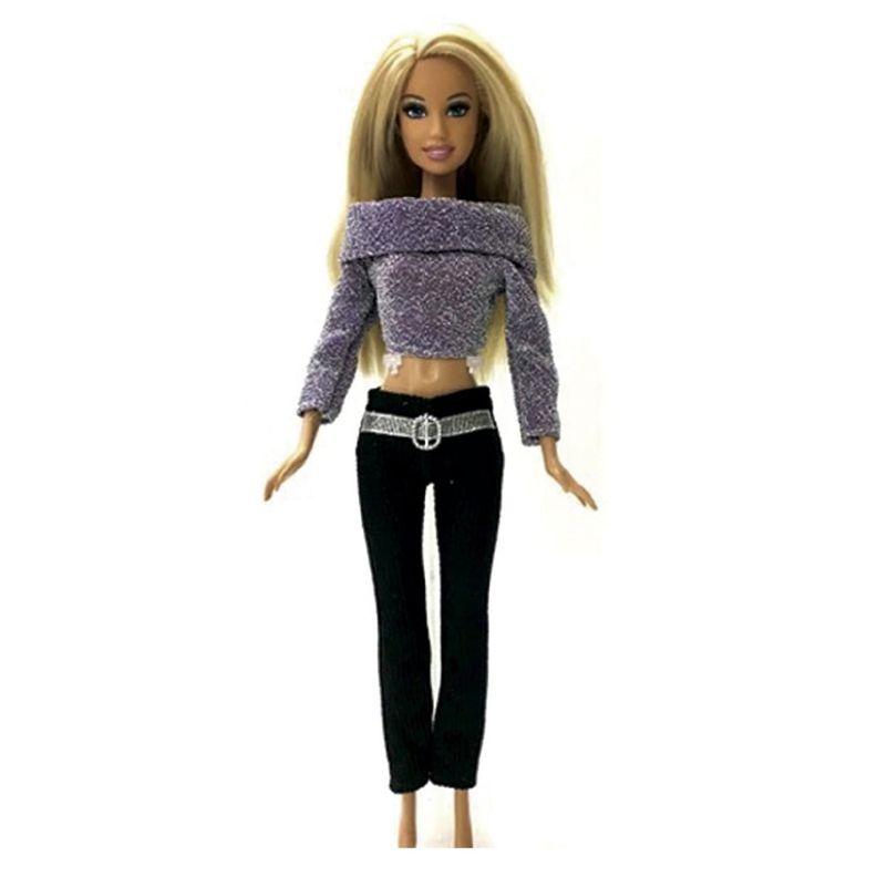 Ropa para Muñeca - Polerón Gris - Pantalón Negro-0