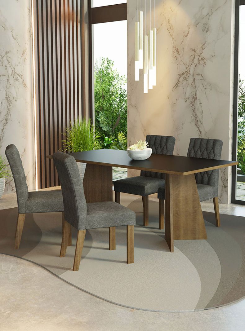 Juego de Comedor Madesa Ruby Marrón/Negro/Silver