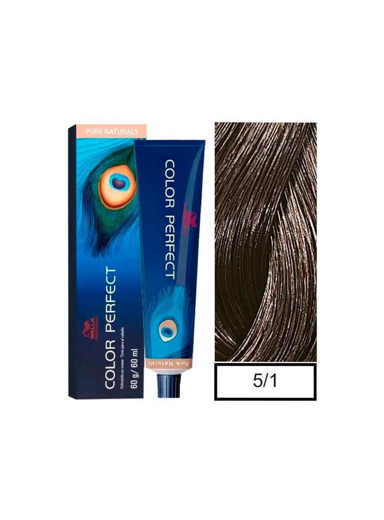WELLA-tintura permanente color perfect 5/1 castaño claro ceniza 60gr + oxidante 20vol 60ml-0