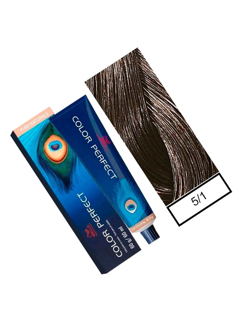 WELLA-tintura permanente color perfect 5/1 castaño claro ceniza 60gr + oxidante 20vol 60ml-1