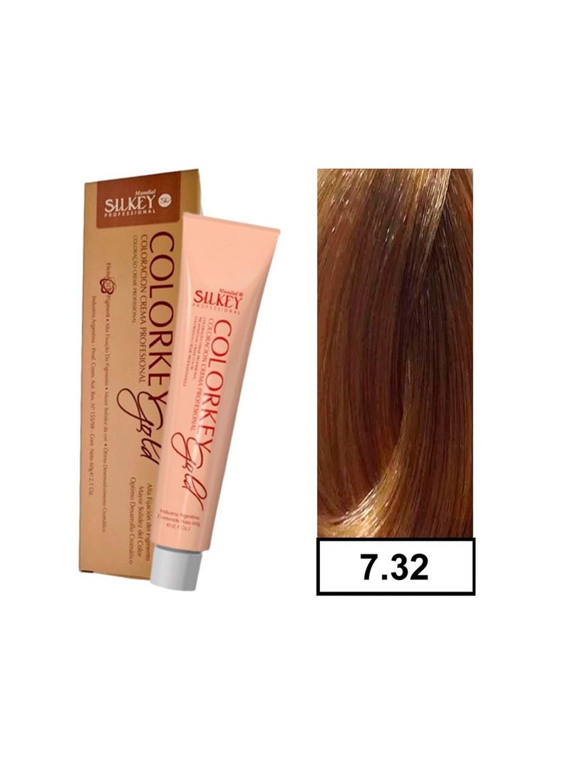 COLORKEY GOLD - Tintura Permanente Efecto 3D Pigment 60gr  - 7.32 Rubio Mediano Dorado Nacarado-0