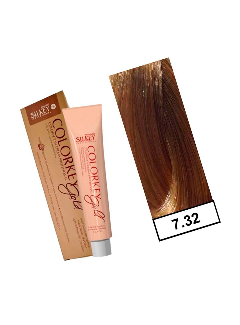 COLORKEY GOLD - Tintura Permanente Efecto 3D Pigment 60gr  - 7.32 Rubio Mediano Dorado Nacarado-1
