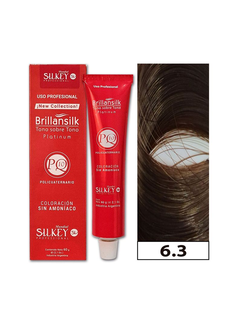 BRILLANSILK - Tintura Tono - Tono Sin Amoníaco Silkey 60g  - 6.3 Rubio Oscuro Dorado-0