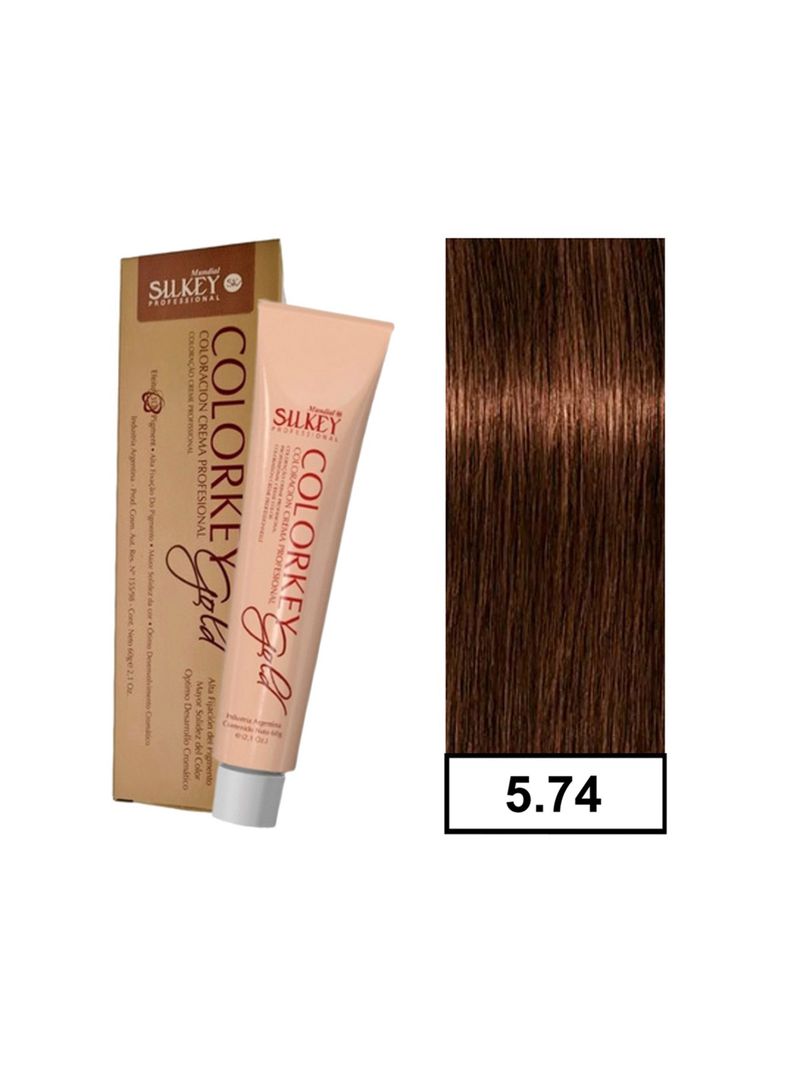 COLORKEY GOLD - Tintura Permanente Efecto 3D Pigment 60gr  - 5.74 Castaño Claro Marrón Cobrizo-0