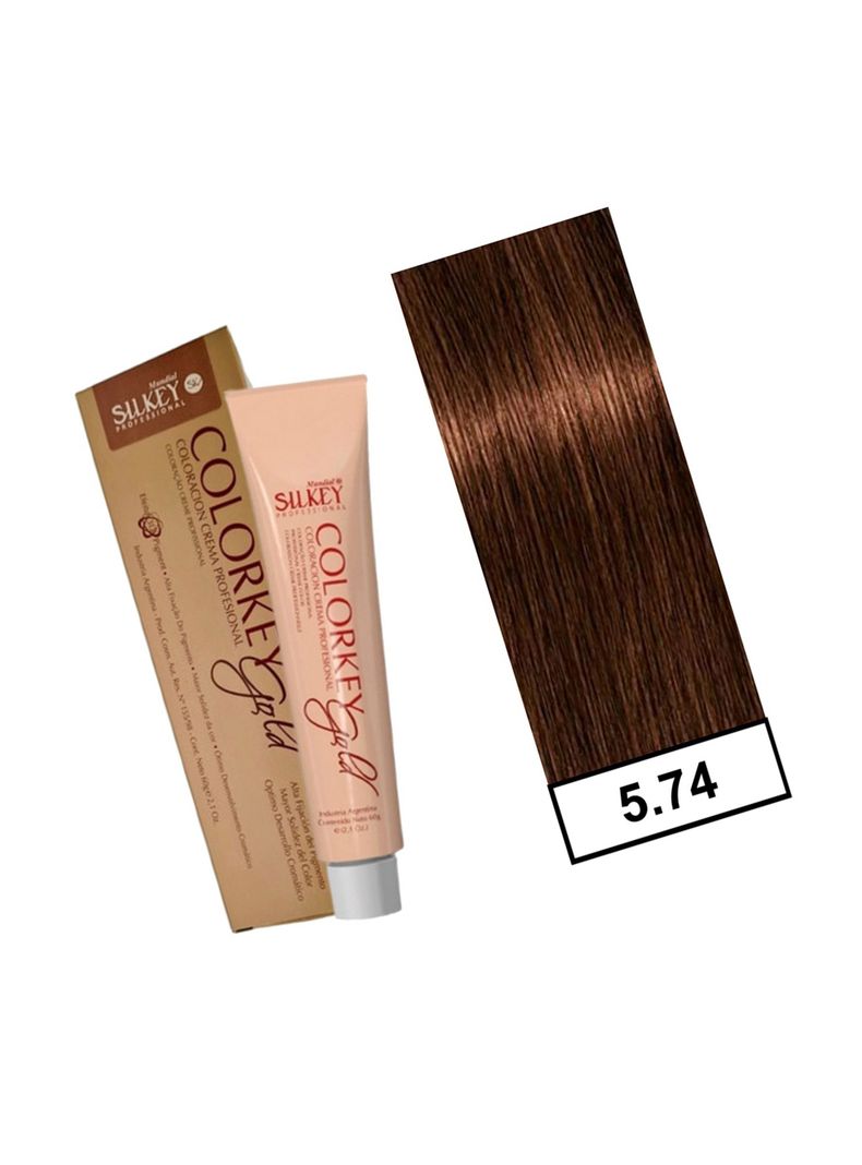 COLORKEY GOLD - Tintura Permanente Efecto 3D Pigment 60gr  - 5.74 Castaño Claro Marrón Cobrizo-1