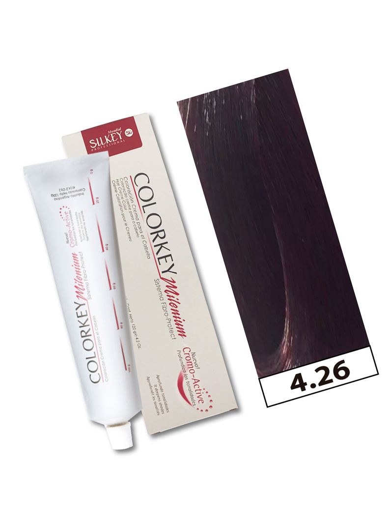 COLORKEY MILENIUM - Tintura Permanente en crema Silkey 120GR  - 4.26 Castaño medio Nacarado Rojizo-1