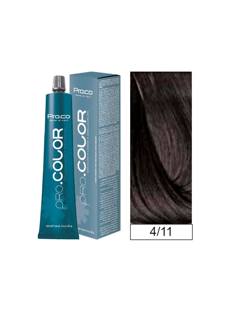 Tintura Permanente Pro.color BBcos  4/11 Castaño Natural Ceniza Intenso 100ml-0